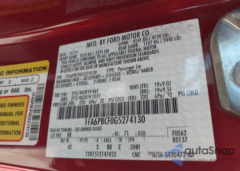 2016 Ford Mustang Gt Premium z USA, uszkodzony, nr VIN 1FA6P8CF0G5274130